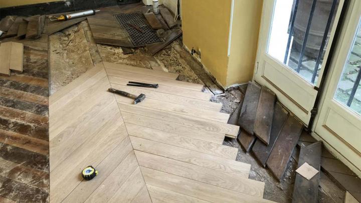 Pose parquet sur lambourdes, Paris 15